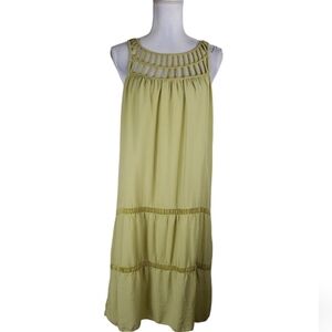 MIDA Made in Italy~Woman Size L~Light Green Sleeveless Cotton Dress Fully Lined.